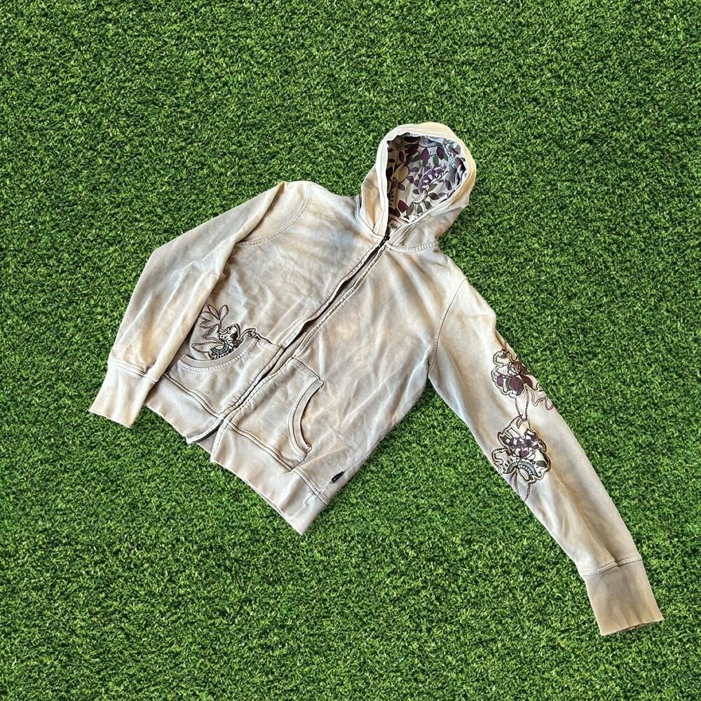 PrAna crazy Y2K vtg 2000s floral design women’s zip up hoodie
